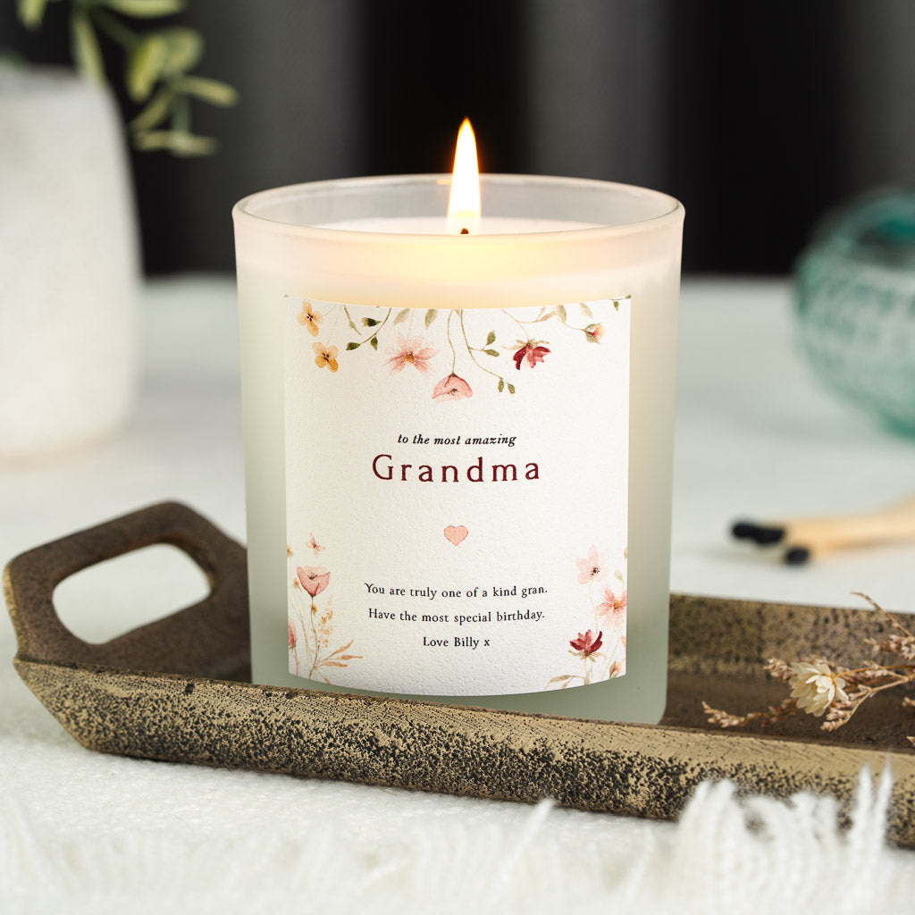 Bold red relationship line beneath to the most amazing on a personalised birthday candle